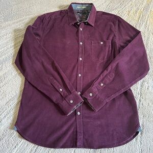 Ted Baker corduroy shirt  Burgandy Maroon Button Down Shirt Size 5 / XL